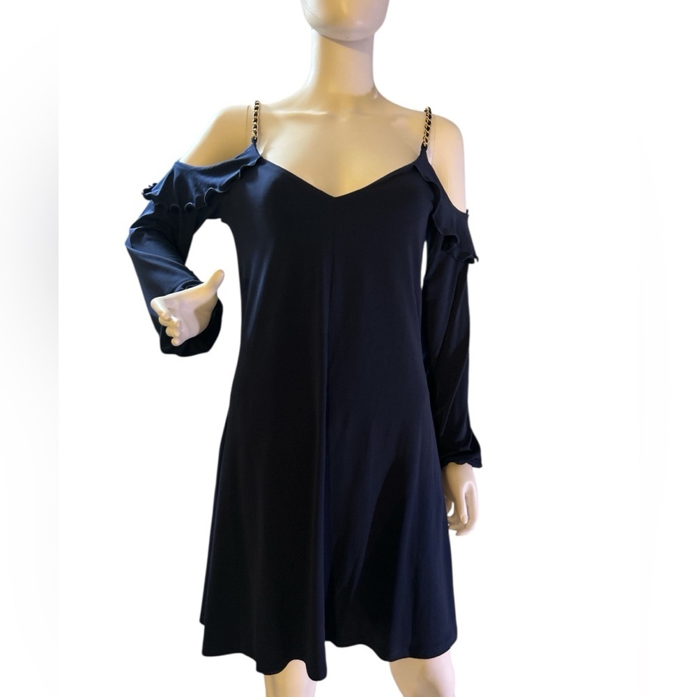 Michael Kors Blue  Mini
Dress with Gold Chain Hardware 
Size M​